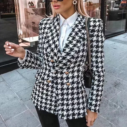 Casaco Estilo Blazer Padrão Xadrez