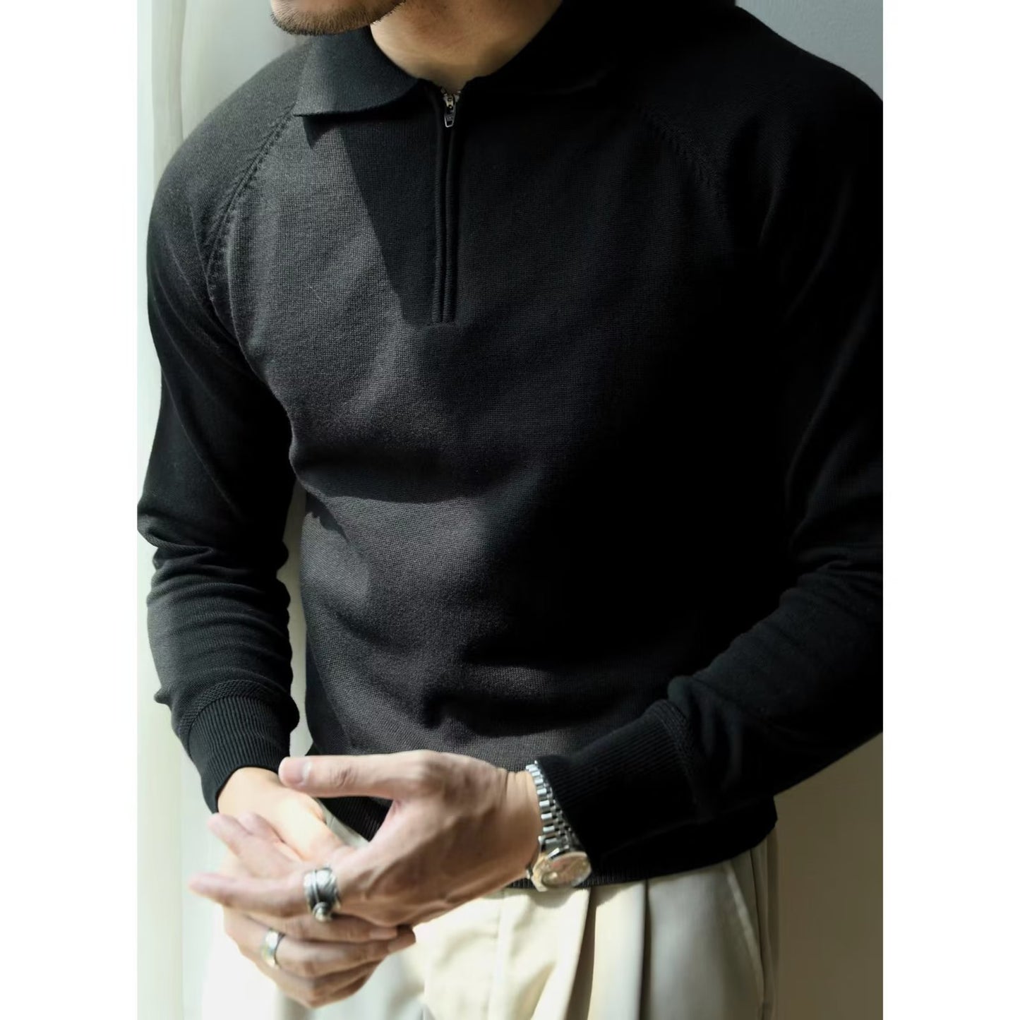 Camisola Half Zip Manga Comprida