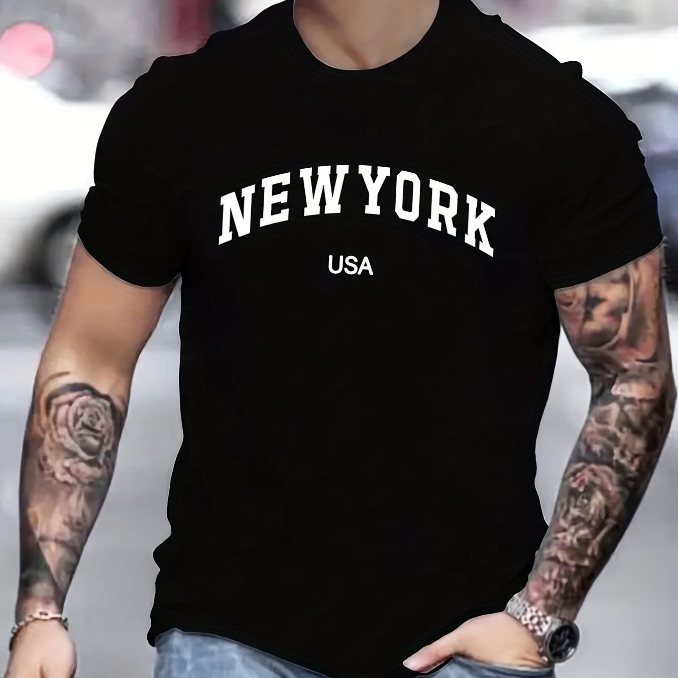 T-Shirt com Estampagem New York